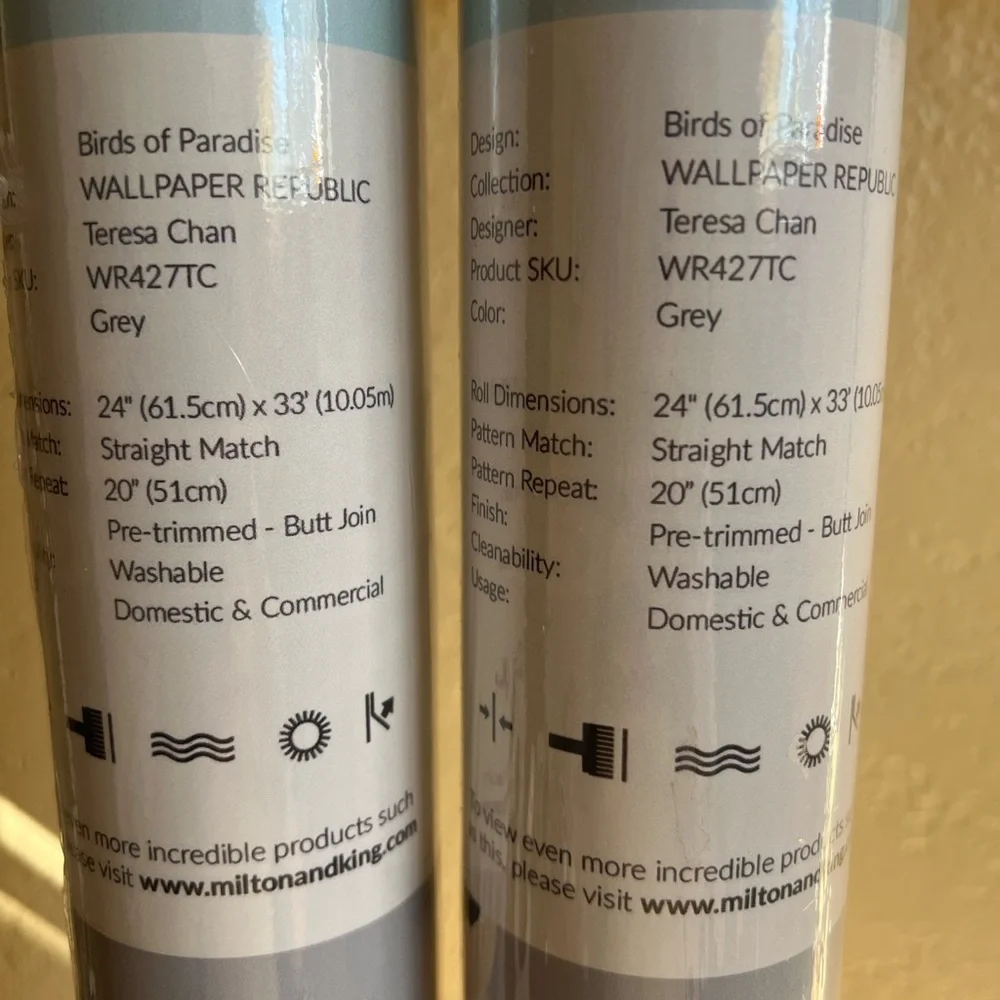 Milton and King wallpaper and fabric company birds of paradise new x2